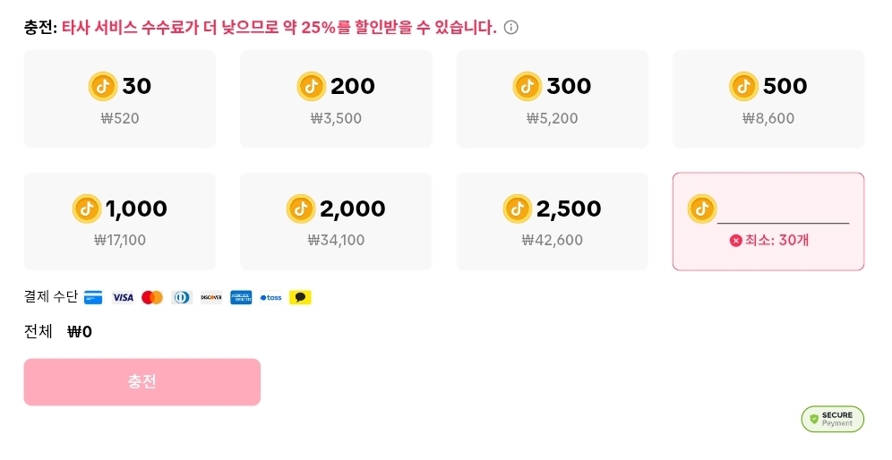 틱톡 코인 충전